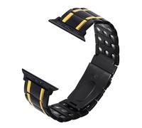 JFUME Correa magnética de titanio dorado de 18 K, compatible con Apple Watch, 38 mm, 40 mm, 41 mm, para iWatch bands Series SE 9 8 7 6 5 4 3 2 1, hombres y mujeres, negro y dorado