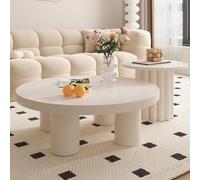 JFUNANQH Bonita Mesa de Centro Moderna, Juego de 2 mesas de Centro, Mesa de té Redonda, Mesa de Centro Creativa, Mesa Auxiliar de Madera Maciza, Juego de Mesa de Centro de Madera para Sala