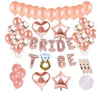 JGA 58 globos decorativos de oro rosado: globos de helio con letras de helio para novias a be; 30 globos de látex, 15 globos de confeti y 4 estrellas de corazón para hija, niñas, despedida, compromiso