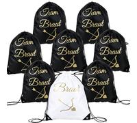 JGA Accessoires 8 Stück Frauen Junggesellenabschied Frauen Turnbeutel JGA Deko Team Bride Beutel Kordelzug Rucksack Set für Damen Gruppe leicht und strapazierfähig ideale Geschenkidee