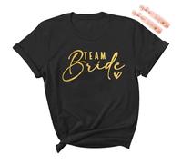 JGA Camiseta para mujer, camiseta de equipo de novia, despedida de soltero para mujer, camiseta de equipo de novia, adecuada para la novia y tu equipo, Negro , S