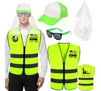 Jga - Chaleco para hombre, disfraz de despedida de soltero, juego de disfraz de JGAWeste para novio, sombrero, insignia, gafas y velo, divertido regalo para hombre, accesorios de despedida de soltero