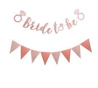 JGA Deko Accessoires Bride to be Banner Rosegold, Braut to be Deko Girlande Banner Doppelseitige Partydeco Banner Bride Hochzeitsbanner Draußen JGA Deko Frauen Junggesellinnenabschied für Party Braut