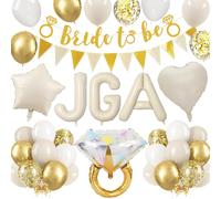 Jga - Juego de decoración para mujer, color blanco cremoso con globos Jga y guirnalda de novia a ser, decoración para despedida de soltera, globos Jga para compromiso, despedida de soltera