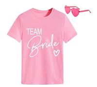 JGA Tshirt,JGA Accessoires Frauen,Bride to Be &Team Bride T-Shirt Weiß Rosa,JGA Dekora,Junggesellenabschied Zubehör, Rosa., Tallaúnica