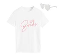 JGA Tshirt,JGA Accessoires Frauen,Bride to Be &Team Bride T-Shirt Weiß Rosa,JGA Dekora,Junggesellenabschied Zubehör, Blanco, Tallaúnica