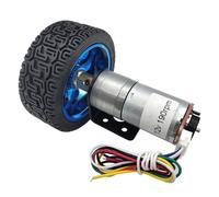 JGA25-370 DC 6V 12V 24V Smart Car Set Wheel Dia de 65 mm/85 mm/130 mm Motor de codificador eléctrico Motor de 12 voltios V Code(24v 26rpm,65mm Tires)