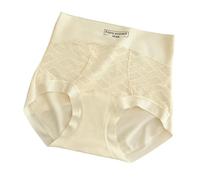 JGDSDMJG Bragas Mujer Resumen De Damas En Tamaños Grandes, Cintura Alta, Breve Encaje Algodón con Un Paso Largo, 7a, Antibacteriano-Amarillo-XL 120 Catties-150 Catties