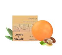JGFWAT Champú reparador Bar con vitamina C para cabello teñido cítrico naranja jabón 60 g vegano cuidado del cabello contra el cuero cabelludo graso aroma naranja natural tamaño viaje