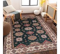 JGGXHM Alfombra Bohemia con Flecos y borlas, Antideslizante, diseño étnico, Aspecto Desgastado, Estilo Vintage, para decoración del hogar Bohemio (90 x 130 cm)