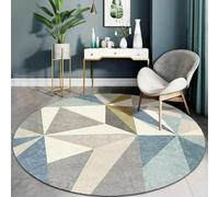 JGGXHM Alfombra Circular nórdica geométrica de Pelo Corto para Sala de Estar, Dormitorio, Estudio, Mesa de Centro, Escritorio, Silla, decoración del hogar (150 cm)