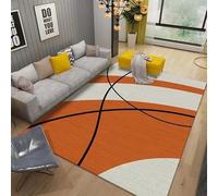 JGGXHM Alfombra de Rayas Naranjas para Sala de Estar, Estilo nórdico geométrico, esponjosa, Antideslizante, para mesita de Noche, Dormitorio (60 x 100 cm)