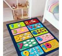 JGGXHM Alfombra educativa con números para niños, Alfombra de Juegos de Animales, Antideslizante, para guardería, baño, Cocina, Interior y Exterior (70 x 120 cm)