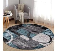 JGGXHM Alfombra geométrica Abstracta de Pelo Corto con diseño de Bloques Irregulares, Moderna, Redonda, para Sala de Estar, Dormitorio y Oficina (40 cm)