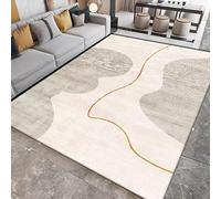 JGGXHM Alfombra geométrica de Estilo Crema para Sala de Estar, decoración del hogar, Dormitorio, Antideslizante, Lavable, para Comedor y Cocina (150 x 250 cm)