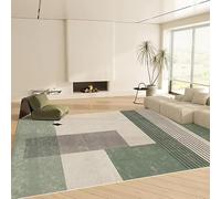JGGXHM Alfombra geométrica Verde con Rayas Negras para Sala de Estar, Lujosa, Antideslizante, cómoda y Suave para Dormitorio (210 x 240 cm)