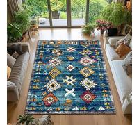JGGXHM Alfombra Grande con Estampado étnico Bohemio Retro, Antideslizante, Resistente al Desgaste, Suave, para Sala de Estar y Dormitorio, Estilo clásico (90 x 130 cm)