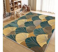 JGGXHM Alfombra Lavable con Estampado Art Déco de abanicos, para Sala de Estar, Grande, Antideslizante, de Pelo Corto, para Dormitorio y Cocina (210 x 210 cm)