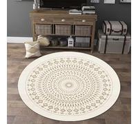 JGGXHM Alfombra marroquí Vintage de Pelo Corto, Redonda, para Sala de Estar, Silla de Ordenador, de Lujo, Antideslizante, para Estudio, Dormitorio (60 cm)