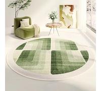 JGGXHM Alfombra Redonda con diseño de líneas abstractas Verdes, Minimalista y Fresca, para Sala de Estar, Dormitorio, decoración del hogar, Antideslizante y Lavable (50 cm)
