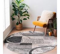 JGGXHM Alfombra Redonda de Pelo Corto con diseño geométrico Abstracto de Bloques Irregulares, Moderna y artística, Antideslizante, para salón, Dormitorio y Oficina (100 cm)