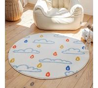 JGGXHM Alfombra Redonda de Pelo Corto de Estilo Moderno para Sala de Estar, mesita de Noche, con Estampado de Dibujos Animados, Suave y esponjosa para Dormitorio y hogar (70 cm)