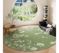 JGGXHM Alfombra Redonda de Pelo Corto Estilo Chino, Antideslizante, Ligera, de Lujo, para Sala de Estar, Dormitorio, decoración Retro (110 cm)