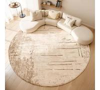 JGGXHM Alfombra Redonda de Pelo Corto Estilo Crema para Dormitorio, Ligera, de Lujo, Antideslizante, para Sala de Estar, hogar (110 cm)