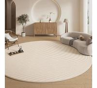 JGGXHM Alfombra Redonda de Pelo Corto Estilo Crema para Sala de Estar, Suave, para mesita de Noche, Dormitorio, guardarropa, Antideslizante (160 cm)