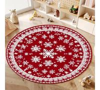 JGGXHM Alfombra Redonda para Celebrar Las Fiestas, diseño navideño de Papá Noel y muñeco de Nieve, Antideslizante, para Sala de Estar, Dormitorio (100 cm)