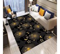 JGGXHM Alfombra Retro Bohemia con diseño de Luna y Cielo Estrellado, Antideslizante, para Sala de Estar, Dormitorio, sofá, Cocina, Puerta de Entrada, decoración del hogar (160 x 240 cm)