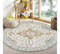 JGGXHM Alfombra Retro Redonda de Pelo Corto para Sala de Estar, Plegable, de Lujo, Antideslizante, Lavable, Suave, para mesas de Centro y sillas (100 cm)