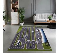 JGGXHM Alfombras de Juego para niños con Vista al Aeropuerto, temática de Mapa, decoración para Sala de Estar, sofá, Dormitorio, mesita de Noche (50 x 110 cm)