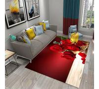 JGGXHM Alfombras de Rosas Rojas para Sala de Estar, románticas, con Flores, para Dormitorio, decoración de San Valentín (245 x 365 cm)