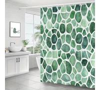 JGGXHM Cortina de Ducha con Mosaico Verde Acuarela, Impermeable, de poliéster, con Ganchos, para baño, decoración del hogar (90 x 150 cm/Ancho x Alto)