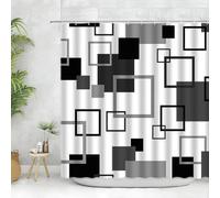 JGGXHM Cortina de Ducha Moderna en Blanco y Negro para baño, Lavable, con Ganchos, de Tela geométrica. 123x220cm/WxH