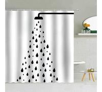 JGGXHM Cortina de Ducha Sencilla con diseño de Gotas de Lluvia en Blanco y Negro, con Estampado geométrico de Gotas de Agua, de poliéster, para Colgar en el baño (149 x 210 cm/Ancho x Alto)