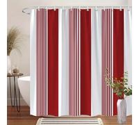 JGGXHM Cortina de Rayas Verticales Rojas y Blancas, diseño Minimalista Moderno, Lavable a máquina, con 12 Ganchos, decoración Moderna para bañera (230 x 160 cm/Ancho x Alto)