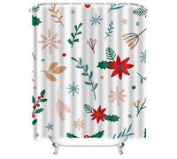JGGXHM Cortinas de Ducha botánicas con Estampado de Flores, Naturaleza y Enredaderas, decoración de baño en Verde Bosque, Tela Impermeable, Estilo rústico Moderno (140 x 180 cm/Ancho x Alto)
