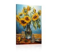 JGGXHM Cuadros de girasol, lienzo, arte de pared, florero, pintura, cocina, cuadros de pared para sala de estardecoración de obras de arte - (55x75cm) marco interno de 22x30 pulgadas