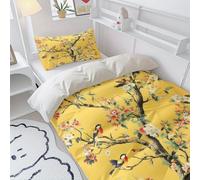 JGGXHM Juego de 3 Fundas nórdicas con Estampado Floral Vibrante de pájaros: edredón Suave de poliéster para Todas Las Estaciones con Cierre de Cremallera para Dormitorio de Invitados (210 x 210 cm)