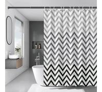 JGGXHM Juego de Cortina de Ducha Impermeable para baño con Ganchos para bañera, Cortina Ondulada en Blanco y Negro, decoración de mampara de baño translúcida 100x220cm/WxH
