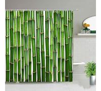 JGGXHM Juego de Cortinas de Ducha de bambú Natural Verde Moderno, Impermeables, para decoración del baño del hogar, con Ganchos, Accesorios de baño Populares 75x200cm/WxH