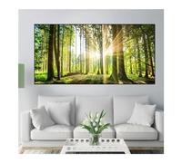 JGGXHM Pintura en lienzo de paisaje moderno, carteles e impresiones de sol, árbol verde natural, bosque, cuadro de pared, decoración de sala de estar, (55x110cm) 22x43in sin marco