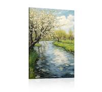 JGGXHM Póster Decorativo de Paisaje Natural con Flores del País y Río - 45x65 cm (18x26 pulgadas) - Sin Marco - Para Dormitorio y Sala de Estar - Moderno - Unisex - Primavera