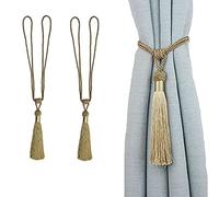 jghcsz Alzapaños de Cortina Hechos a Mano con Borla, par de Lazos para Cortina y Cortinas Decorativas para Oficina, hogar, Juego de 2 (Doradas, 2)