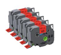 JGHFReW 3PK 5PK TZE251 La Cinta de Etiqueta Compatible Funciona con 24 mm TZE TZE-251 TZE 251 151 451 551 651 751 para la Impresora de Etiquetas(5PK Black on Red)