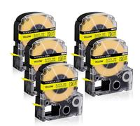JGHFReW 5PK Compatible Standard Labels 9mm X 8m Black On Yellow For LW400 LW300 LW700 LW600P K200BL Label Printers AC9YW Compatible Labels
