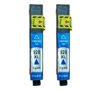 JGHFReW Cartuchos de Tinta 920xl Reemplazo de reemplazo con OfficeJet 6500 6500A 6000 7000 7500 7500A E709 E710 Impresoras Funciona como un Juego de Tinta Completa(2PK C)
