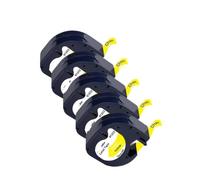 JGHFReW Cinta de Etiqueta Blanca de plástico 91201 91221 91331 91202 Cinta LT de 12 mm Compatible con LT-100H LT100H Etiquetadora 5PK 10PK(Black on Yellow)
